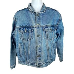 Excelled Denim Jacket Vintage 1980s Denim Trucker Jacket Size Large